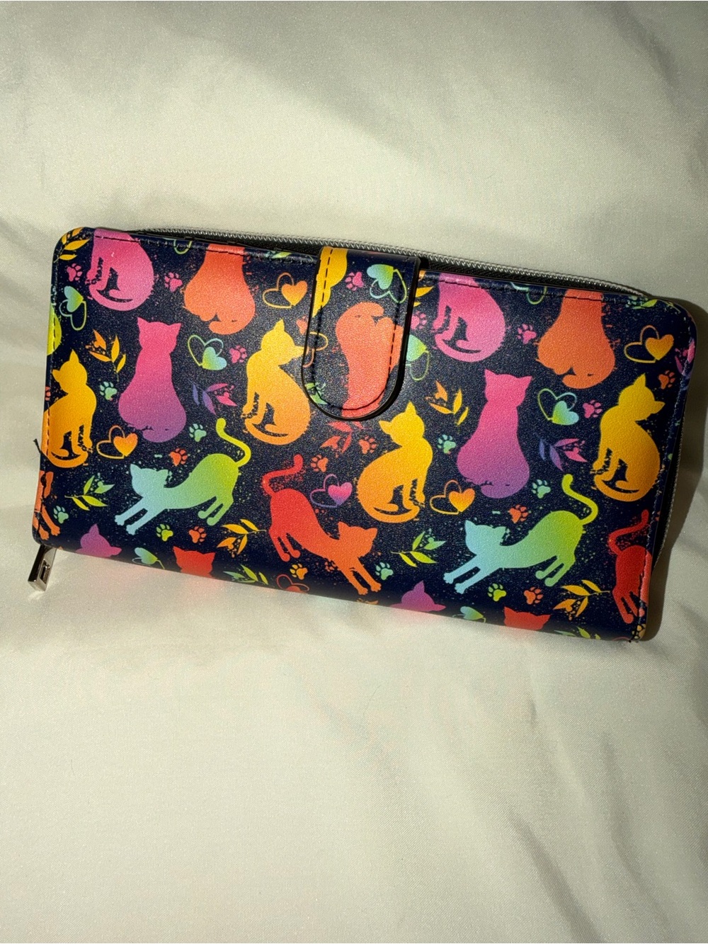 Rainbow Cat Print Zip Wallet